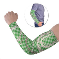 Green Aloha Hawaii Shell Lei Arm Sleeves Palaka Hebrew Cone Honey Cowrie Elegant Curves LT14 Set of 2 Green - Polynesian Pride