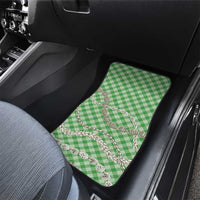 Green Aloha Hawaii Shell Lei Car Mats Palaka Hebrew Cone Honey Cowrie Elegant Curves - Polynesian Pride