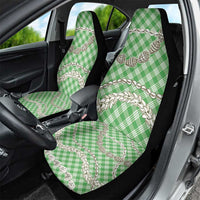 Green Aloha Hawaii Shell Lei Car Seat Cover Palaka Hebrew Cone Honey Cowrie Elegant Curves - Polynesian Pride