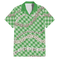 Green Aloha Hawaii Shell Lei Family Matching Off Shoulder Short Dress and Hawaiian Shirt Palaka Hebrew Cone Honey Cowrie Elegant Curves LT14 Dad's Shirt - Short Sleeve Green - Polynesian Pride