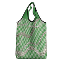 Green Aloha Hawaii Shell Lei Grocery Bag Palaka Hebrew Cone Honey Cowrie Elegant Curves - Polynesian Pride