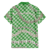 Green Aloha Hawaii Shell Lei Hawaiian Shirt Palaka Hebrew Cone Honey Cowrie Elegant Curves - Polynesian Pride