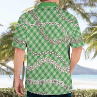 Green Aloha Hawaii Shell Lei Hawaiian Shirt Palaka Hebrew Cone Honey Cowrie Elegant Curves - Polynesian Pride