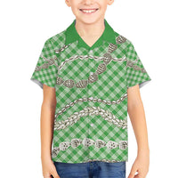 Green Aloha Hawaii Shell Lei Hawaiian Shirt Palaka Hebrew Cone Honey Cowrie Elegant Curves - Polynesian Pride