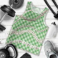 Green Aloha Hawaii Shell Lei Men Tank Top Palaka Hebrew Cone Honey Cowrie Elegant Curves - Polynesian Pride