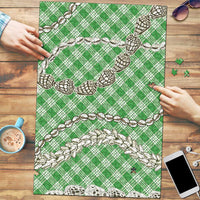 Green Aloha Hawaii Shell Lei Puzzle Palaka Hebrew Cone Honey Cowrie Elegant Curves LT14 Green - Polynesian Pride