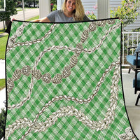 Green Aloha Hawaii Shell Lei Quilt Palaka Hebrew Cone Honey Cowrie Elegant Curves - Polynesian Pride