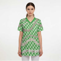 Green Aloha Hawaii Shell Lei Scrub Top Palaka Hebrew Cone Honey Cowrie Elegant Curves LT14 - Polynesian Pride