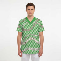 Green Aloha Hawaii Shell Lei Scrub Top Palaka Hebrew Cone Honey Cowrie Elegant Curves LT14 - Polynesian Pride
