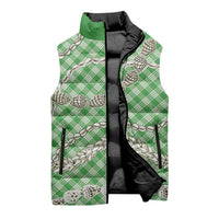 Green Aloha Hawaii Shell Lei Sleeveless Puffer Jacket Palaka Hebrew Cone Honey Cowrie Elegant Curves LT14 - Polynesian Pride