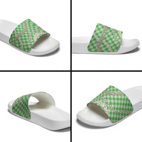 Green Aloha Hawaii Shell Lei Slide Sandals Palaka Hebrew Cone Honey Cowrie Elegant Curves LT14 - Polynesian Pride