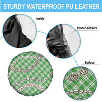 Green Aloha Hawaii Shell Lei Spare Tire Cover Palaka Hebrew Cone Honey Cowrie Elegant Curves - Polynesian Pride