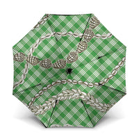 Green Aloha Hawaii Shell Lei Umbrella Palaka Hebrew Cone Honey Cowrie Elegant Curves LT14 One Size Folded 11.42 inch Opened Diameter 37.4 inch Green - Polynesian Pride