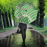 Green Aloha Hawaii Shell Lei Umbrella Palaka Hebrew Cone Honey Cowrie Elegant Curves LT14 - Polynesian Pride