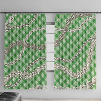 Green Aloha Hawaii Shell Lei Window Curtain Palaka Hebrew Cone Honey Cowrie Elegant Curves - Polynesian Pride