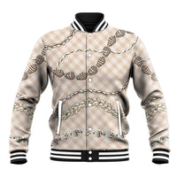 Beige Aloha Hawaii Shell Lei Baseball Jacket Palaka Hebrew Cone Honey Cowrie Elegant Curves LT14 Unisex Beige - Polynesian Pride