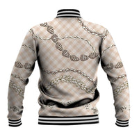 Beige Aloha Hawaii Shell Lei Baseball Jacket Palaka Hebrew Cone Honey Cowrie Elegant Curves LT14 - Polynesian Pride