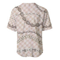 Beige Aloha Hawaii Shell Lei Baseball Jersey Palaka Hebrew Cone Honey Cowrie Elegant Curves LT14 - Polynesian Pride