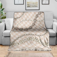 Beige Aloha Hawaii Shell Lei Blanket Palaka Hebrew Cone Honey Cowrie Elegant Curves - Polynesian Pride