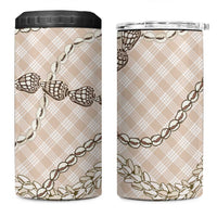 Beige Aloha Hawaii Shell Lei 4 in 1 Can Cooler Tumbler Palaka Hebrew Cone Honey Cowrie Elegant Curves - Polynesian Pride