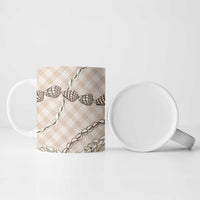 Beige Aloha Hawaii Shell Lei Ceramic Mug Palaka Hebrew Cone Honey Cowrie Elegant Curves - Polynesian Pride