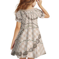 Beige Aloha Hawaii Shell Lei Family Matching Short Sleeve Bodycon Dress and Hawaiian Shirt Palaka Hebrew Cone Honey Cowrie Elegant Curves - Polynesian Pride