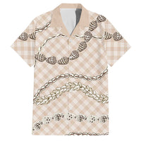 Beige Aloha Hawaii Shell Lei Family Matching Tank Maxi Dress and Hawaiian Shirt Palaka Hebrew Cone Honey Cowrie Elegant Curves - Polynesian Pride