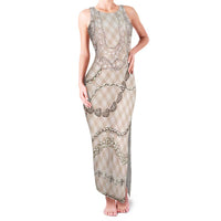Beige Aloha Hawaii Shell Lei Family Matching Tank Maxi Dress and Hawaiian Shirt Palaka Hebrew Cone Honey Cowrie Elegant Curves - Polynesian Pride