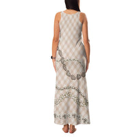 Beige Aloha Hawaii Shell Lei Family Matching Tank Maxi Dress and Hawaiian Shirt Palaka Hebrew Cone Honey Cowrie Elegant Curves - Polynesian Pride