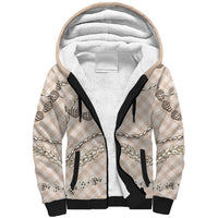 Beige Aloha Hawaii Shell Lei Sherpa Hoodie Palaka Hebrew Cone Honey Cowrie Elegant Curves LT14 Unisex Beige - Polynesian Pride