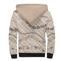 Beige Aloha Hawaii Shell Lei Sherpa Hoodie Palaka Hebrew Cone Honey Cowrie Elegant Curves LT14 - Polynesian Pride