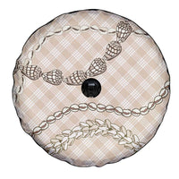 Beige Aloha Hawaii Shell Lei Spare Tire Cover Palaka Hebrew Cone Honey Cowrie Elegant Curves - Polynesian Pride