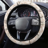 Beige Aloha Hawaii Shell Lei Steering Wheel Cover Palaka Hebrew Cone Honey Cowrie Elegant Curves - Polynesian Pride