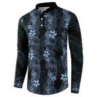 Purple Paradise Hawaii Shell Lei Button Sweatshirt Hawaiian Sunrise Shell Hebrew Cone Plumeria LT14 - Polynesian Pride