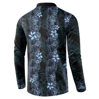 Purple Paradise Hawaii Shell Lei Button Sweatshirt Hawaiian Sunrise Shell Hebrew Cone Plumeria LT14 - Polynesian Pride