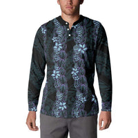 Purple Paradise Hawaii Shell Lei Button Sweatshirt Hawaiian Sunrise Shell Hebrew Cone Plumeria LT14 - Polynesian Pride