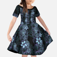 Purple Paradise Hawaii Shell Lei Family Matching Long Sleeve Bodycon Dress and Hawaiian Shirt Hawaiian Sunrise Shell Hebrew Cone Plumeria LT14 Daughter's Dress Purple - Polynesian Pride