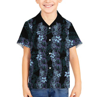 Purple Paradise Hawaii Shell Lei Family Matching Summer Maxi Dress and Hawaiian Shirt Hawaiian Sunrise Shell Hebrew Cone Plumeria LT14 Son's Shirt Purple - Polynesian Pride