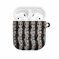 Black and Beige Hawaii Shell Lei AirPods Case Hawaiian Sunrise Shell Hebrew Cone Plumeria LT14 Black - Polynesian Pride
