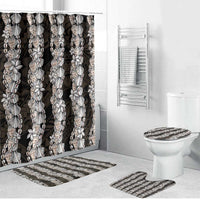 Black and Beige Hawaii Shell Lei Bathroom Set Hawaiian Sunrise Shell Hebrew Cone Plumeria - Polynesian Pride