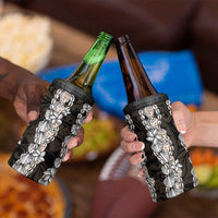 Black and Beige Hawaii Shell Lei 4 in 1 Can Cooler Tumbler Hawaiian Sunrise Shell Hebrew Cone Plumeria - Polynesian Pride