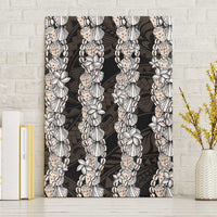 Black and Beige Hawaii Shell Lei Canvas Wall Art Hawaiian Sunrise Shell Hebrew Cone Plumeria LT14 Without Frame Black - Polynesian Pride