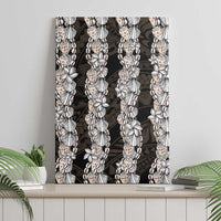 Black and Beige Hawaii Shell Lei Canvas Wall Art Hawaiian Sunrise Shell Hebrew Cone Plumeria LT14 - Polynesian Pride