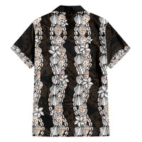 Black and Beige Hawaii Shell Lei Family Matching Tank Maxi Dress and Hawaiian Shirt Hawaiian Sunrise Shell Hebrew Cone Plumeria - Polynesian Pride