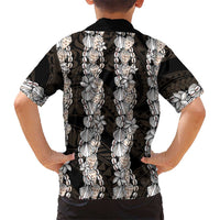 Black and Beige Hawaii Shell Lei Kid Hawaiian Shirt Hawaiian Sunrise Shell Hebrew Cone Plumeria LT14 - Polynesian Pride