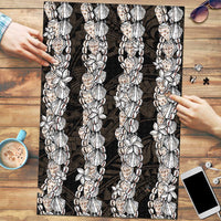 Black and Beige Hawaii Shell Lei Puzzle Hawaiian Sunrise Shell Hebrew Cone Plumeria LT14 Black - Polynesian Pride