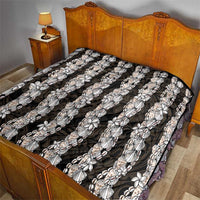 Black and Beige Hawaii Shell Lei Quilt Hawaiian Sunrise Shell Hebrew Cone Plumeria - Polynesian Pride