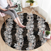 Black and Beige Hawaii Shell Lei Round Carpet Hawaiian Sunrise Shell Hebrew Cone Plumeria LT14 - Polynesian Pride