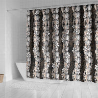 Black and Beige Hawaii Shell Lei Shower Curtain Hawaiian Sunrise Shell Hebrew Cone Plumeria - Polynesian Pride