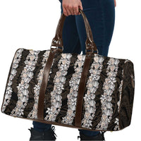 Black and Beige Hawaii Shell Lei Travel Bag Hawaiian Sunrise Shell Hebrew Cone Plumeria - Polynesian Pride